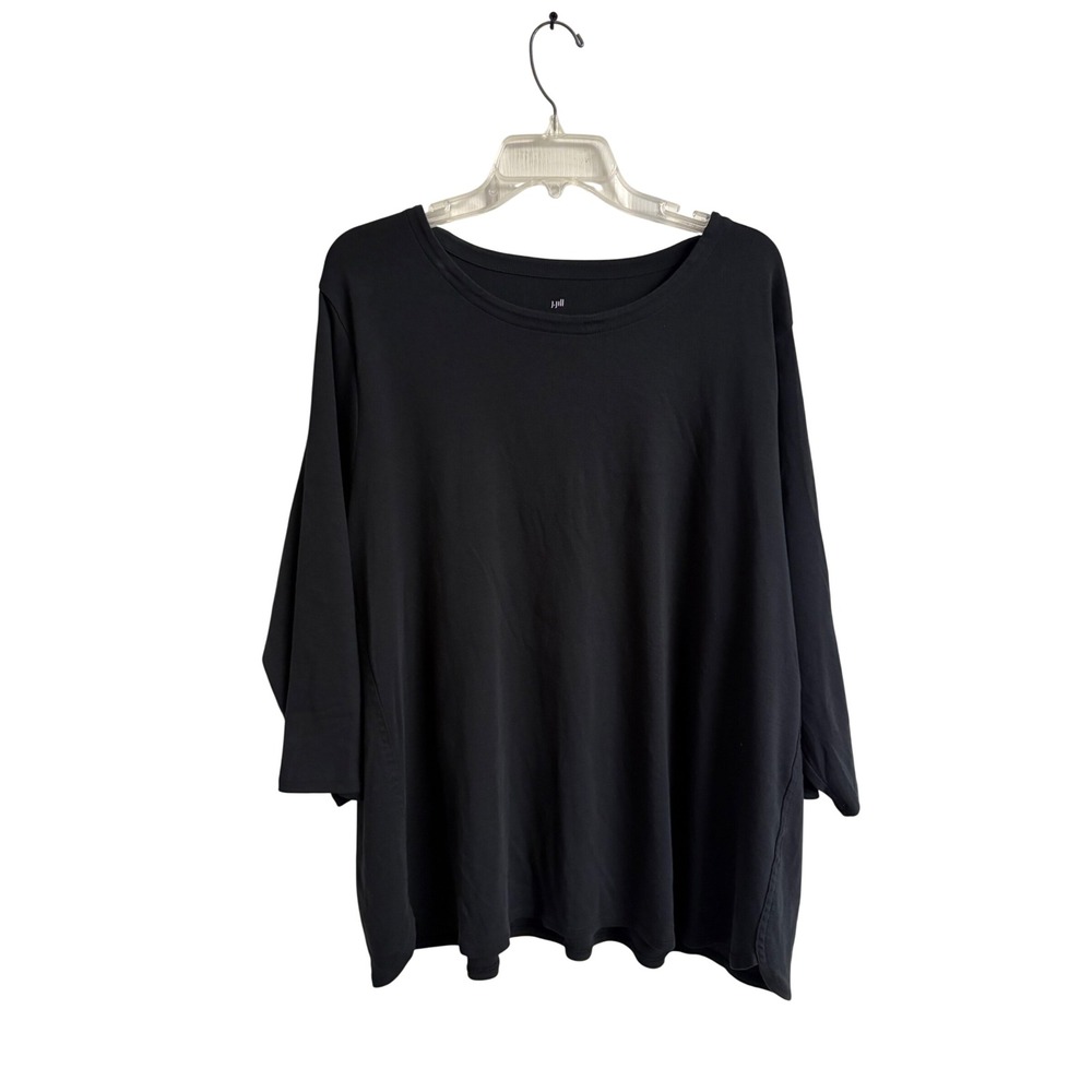 J. Jill Black Pima Cotton 3/4 Sleeve Scoop Neck Tee Shirt Plus Size 4X